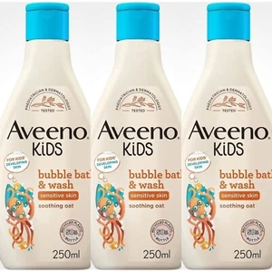 3 X Aveeno Baby Kids Bubble Bath & Wash 250ml | Enriched with Soothing Oat... - Picture 1 of 3