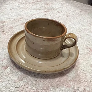 Vintage DANSK SPICE TAN NIELSTONE COFFEE CUP & SAUCER NIELS REFSGAARD - Picture 1 of 5