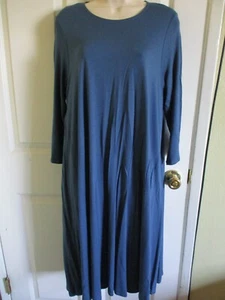 SZ PL Eileen Fisher DENIM Lightweight Viscose Jersey Round Neck K/L Dress NWT - Picture 1 of 3