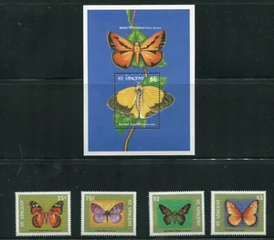 Juego parcial de mariposas St. Vincent 1248,1249,1251,1252,1255 1989 MNH - Imagen 1 de 4