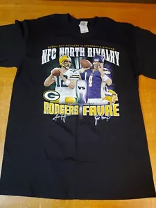 Camisa Aaron Rodgers Vs Brett Favre Packers Vikings Para Hombres Mediana Negra Nueva de Lote Antiguo - Imagen 1 de 6