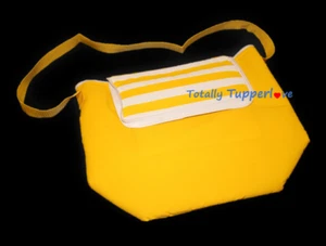 Bolso refrigerador Tupperware Aislado Almuerzo Amarillo y Blanco a Rayas De Colección NUEVO - Imagen 1 de 2
