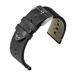 Watch Strap Motorsport Horse Leather (vegetable tanned) Black by Eulit/Eulux - Picture 1 of 2