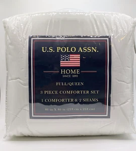 U.S. Polo Assn Full/Queen 3-Piece Comforter Set w/ 2 Shams 86x86 Machine Wash - Picture 1 of 6