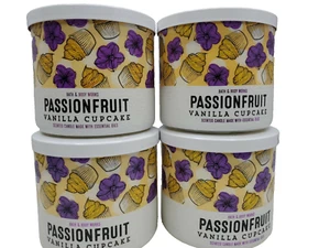Set of 4 Bath & Body Works 3-Wick Candles 14.5oz. PASSIONFRUIT VANILLA CUPCAKE - Picture 1 of 2