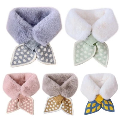 MARKENLOS Winter Warm Scarf Wool Collar Dot Tie Winter Neck Warmer Fleece Neck