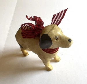 Vintage Antique Toy Dog Figurine with Bow - Picture 1 of 12