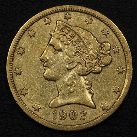 1902 S $5 Five Dollar Liberty Head Gold Half Eagle Cover