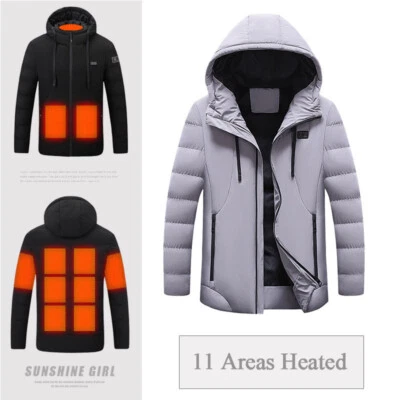 Abrigo térmico eléctrico unisex USB chaqueta cálida invierno calentador corporal sudaderas con capucha a prueba de viento Foto 1 de 4