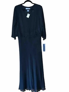 Vintage NWT Carol Anderson California Tiered SILK Black Dress In Size 14 - Picture 1 of 11
