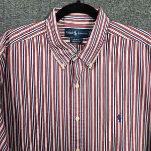 Ralph Lauren Green Red Stripe Blake Preppy Button Down Shirt 100% Cotton - Picture 1 of 9