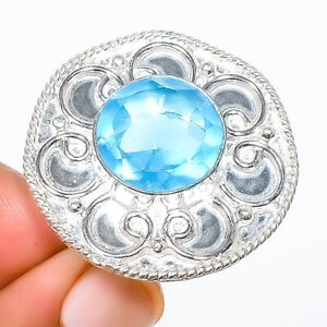 Blue Topaz 925 Sterling Silver Plated Handmade Ring s.6 TR7508-2191