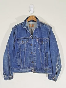 Chaqueta de camionero vintage Levis EE. UU. 42R pintura índigo grasa envejecida tipo 3 - Imagen 1 de 10