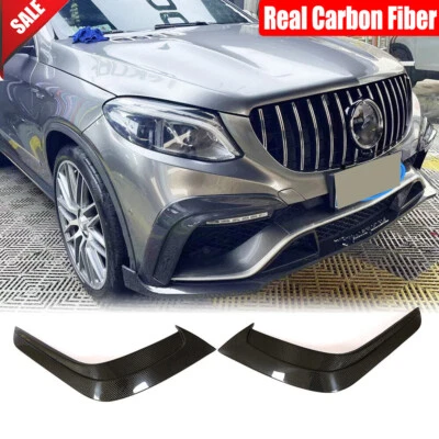 Real Carbon Front Bumper Splitters Fins Vent Lips For Benz GLE63  2015-2019 - Изображение 1 из 4