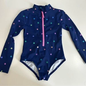 Mini costume da bagno Boden bambina maniche lunghe in blu navy arcobaleno confetti punto 3-4 o 5-6 - Foto 1 di 12