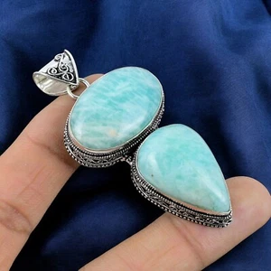 Amazonite gemstone handmade 925 sterling silver jewelry  pendant - Picture 1 of 1