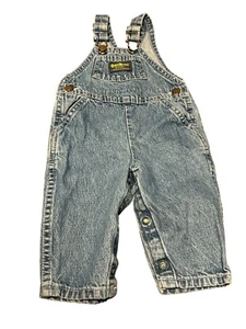 OshKosh B’GOSH Boys Bib Overall Jeans Vestbak Denim Adjustable USA Sz 3-6 Months - Picture 1 of 9