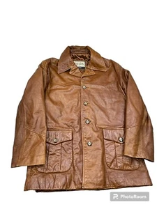 Wilsons M.Julian Distressed Brown Leather Lined Biker Jacket Men's Size Medium - Picture 1 of 6