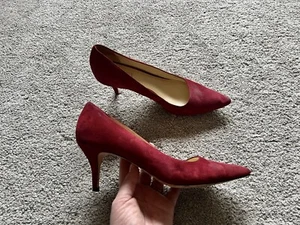 Cole Haan Grand.OS Size 9.5 B Burgundy Pointed Toe Pump Suede Leather Heels - Picture 1 of 8