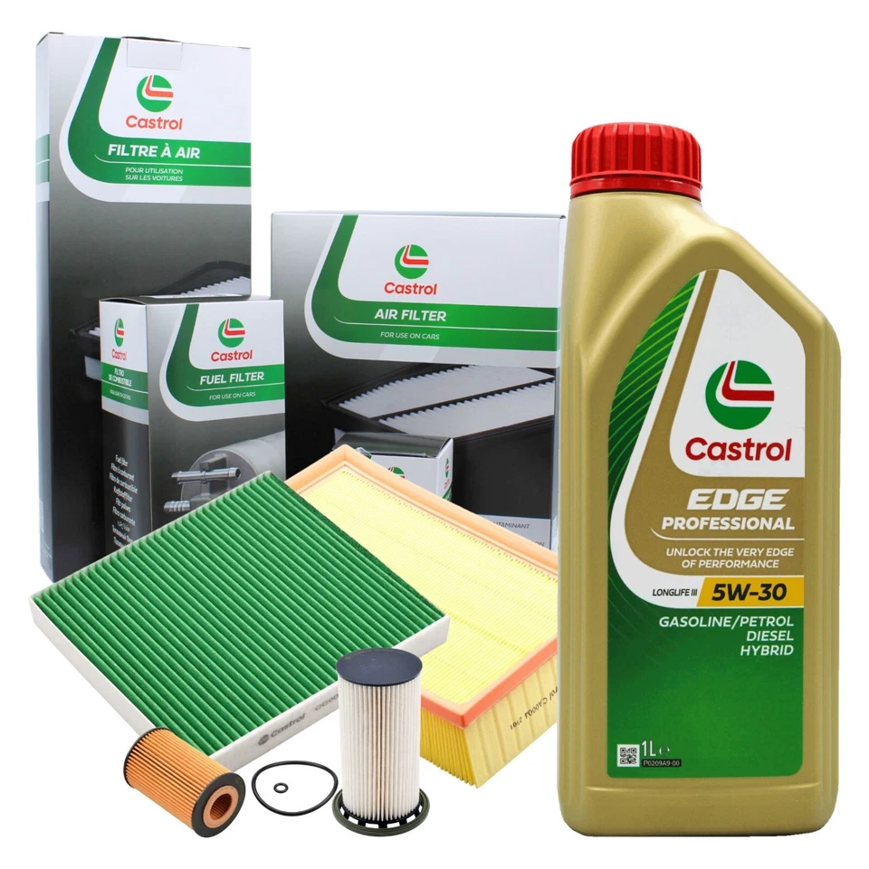 Kit Tagliando VW Passat 1.6/2.0 TDI 4 Filtri CASTROL +Olio 5L Edge Pro LL03 5W30 - Immagine 1 di 4