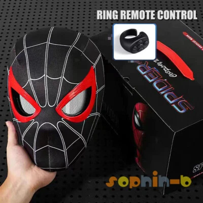 Spider Verse Man Mask Eyes Blink Wink LED Light Up Manual Chin Control Cosplay - Image 1 of 4