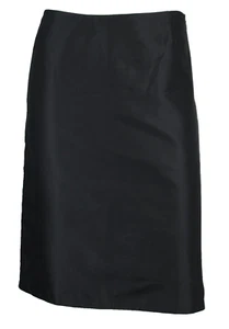 PRADA Black Silk Twill Zippered Slit Padded A-Line Skirt 40 - Picture 1 of 8