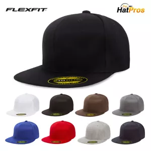 Original Flexfit Flatbill Hat Premium 6210 Fitted Baseball Cap 210 Flat Bill - Picture 1 of 32