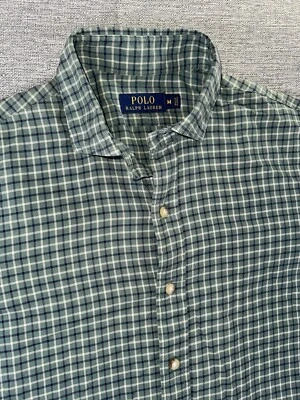 Camisa Polo Ralph Lauren Para Hombre Mediana Verde A Cuadros Informal Exterior Foto 1 de 4