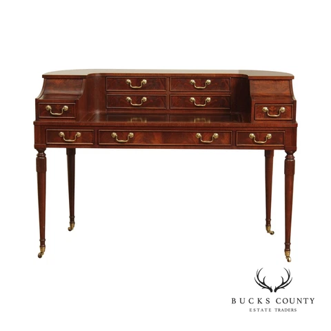 Sligh Sheraton Style Leather Top Mahogany Carlton House Desk Cover