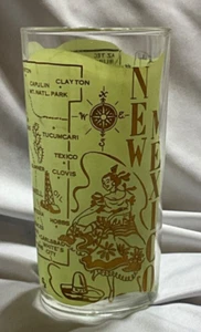 Nuevo México Recuerdo Hazel Atlas Vidrio Vintage Hazel Mapa Carlsbad Cavernas Pueblos - Imagen 1 de 8