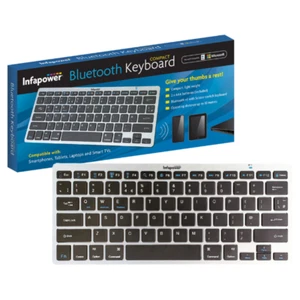 INFAPOWER COMPACT BLUETOOTH KEYBOARD | MAC & MICROSOFT COMPATIBLE - SILVER/BLACK - Picture 1 of 3