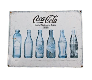 Tin Sign Coca Cola History of the Bottle Coke- Mancave, wall decor - Imagen 1 de 2