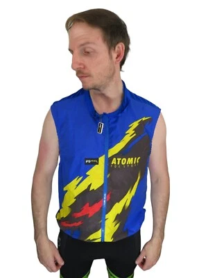 Vintage Made In USA Atomic Sleeveless Cycling Bike Jersey Wind Vest Mens Large - Image 1 of 4