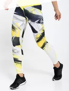 Adidas Women's Climalite Performance Tight Asia Workout Legging, Black/Yellow, M - Picture 1 of 8