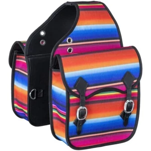 Tough 1 Black w/Serape Print Heavy 1200 Denier Saddle Bags 61-7700 - Picture 1 of 2