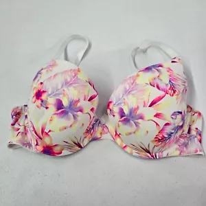 Victoria Secret PINK Women Bra 36C Yellow Tropical Push Up Underwire Convertible - Picture 1 of 9