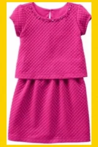 NWT Girls 4 Gymboree “CLASS CHARM” Quilted Cotton PINK faux 2pc DRESS - Picture 1 of 2