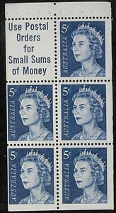1968 Australia Postal Order Tab Heavy Off Center 5c Block Queen Elizabeth Stamps - Picture 1 of 1