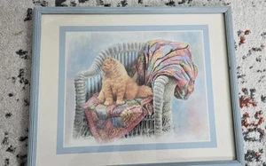Vintage 90s Orange Tabby Cat Painting Wolf M. Otto Print - Picture 1 of 8