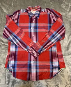Robert Graham Shirt Mens Large Blue/Red Tartar Button Up Long Sleeve - Picture 1 of 10