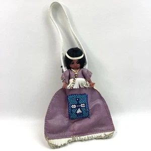 Carlson Indianer Indianer Mädchen Puppe Leder Handtasche mit Schlafaugen Vintage - Bild 1 von 15
