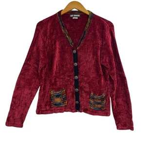 Ani Barrie Womens Retro Sweater Small Cardigan Red Rainbow Granny Artsy USA Made - Picture 1 of 12