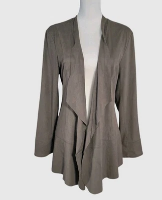 Просто Noelle женщин L/XL оливковый зеленый искусственной замши водопада кардиган богемное Western - Изображение 1 из 4