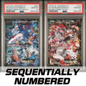 PSA 10 Double Crisis Team Aqua Kyogre and Team Magma Groudon EX SEQUENTIAL Set - Picture 1 of 5