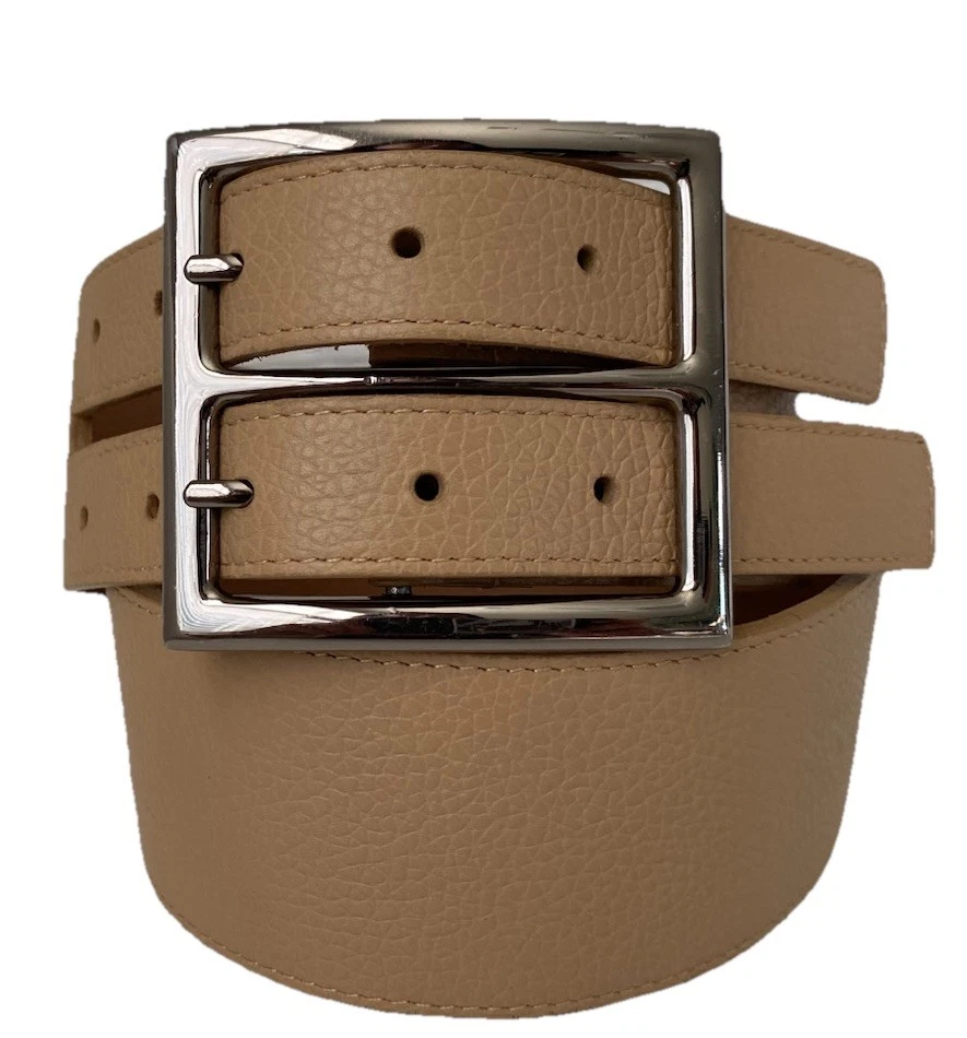 Kenneth Cole Women’s Beige Wide Leather Hip Belt Size M – Double Buckle - Image 1 of 4