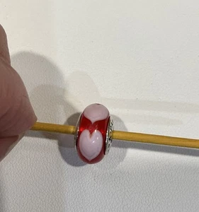Retired! Authentic Pandora Red & Pink Hearts Murano Glass Bead 790658 - Picture 1 of 3