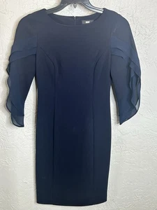 Vestido lápiz de fiesta corto manga acampanada azul marino DKNY 2P para mujer - Imagen 1 de 6