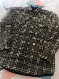 Basic Editions Quilted Flannel Jacket Men’s Medium Brown Plaid Workwear Vintage - Picture 1 of 4
