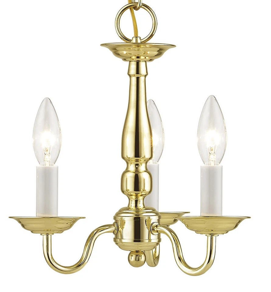 Livex Lighting 5009 Brass Williamsburg 3-Light Semi-Flush Ceiling Fixture