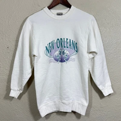 Sudadera De Colección Años 90 Nueva Orleans Cuello Redondo Pequeña Oneita Power Sweat Hecha en EE. UU. Calle Foto 1 de 4